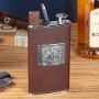 Brown Authentic Leather 2-in-1 Cigar Flask