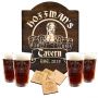 Bombshell Barmaid Engraved Beer Glass Set and Sign