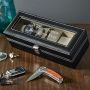 Engraved Gifts for Him Damascus Knife and Watch Case Set
