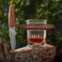 Personalized Gift Set for Men Damascus Knife and Quinton Cigar Glass
