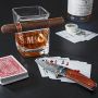 Personalized Gift Set for Men Damascus Knife and Quinton Cigar Glass
