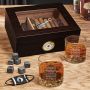 Ultra Rare Engraved Whiskey and Cigar Gift Set with Humidor