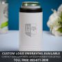 Wedding Party White Custom Slim Can Cooler Bride Gift