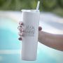 White Personalized Tumbler with Straw Canterbury