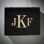 Wooden Gift Box Customized with Classic Monogram - Large Black