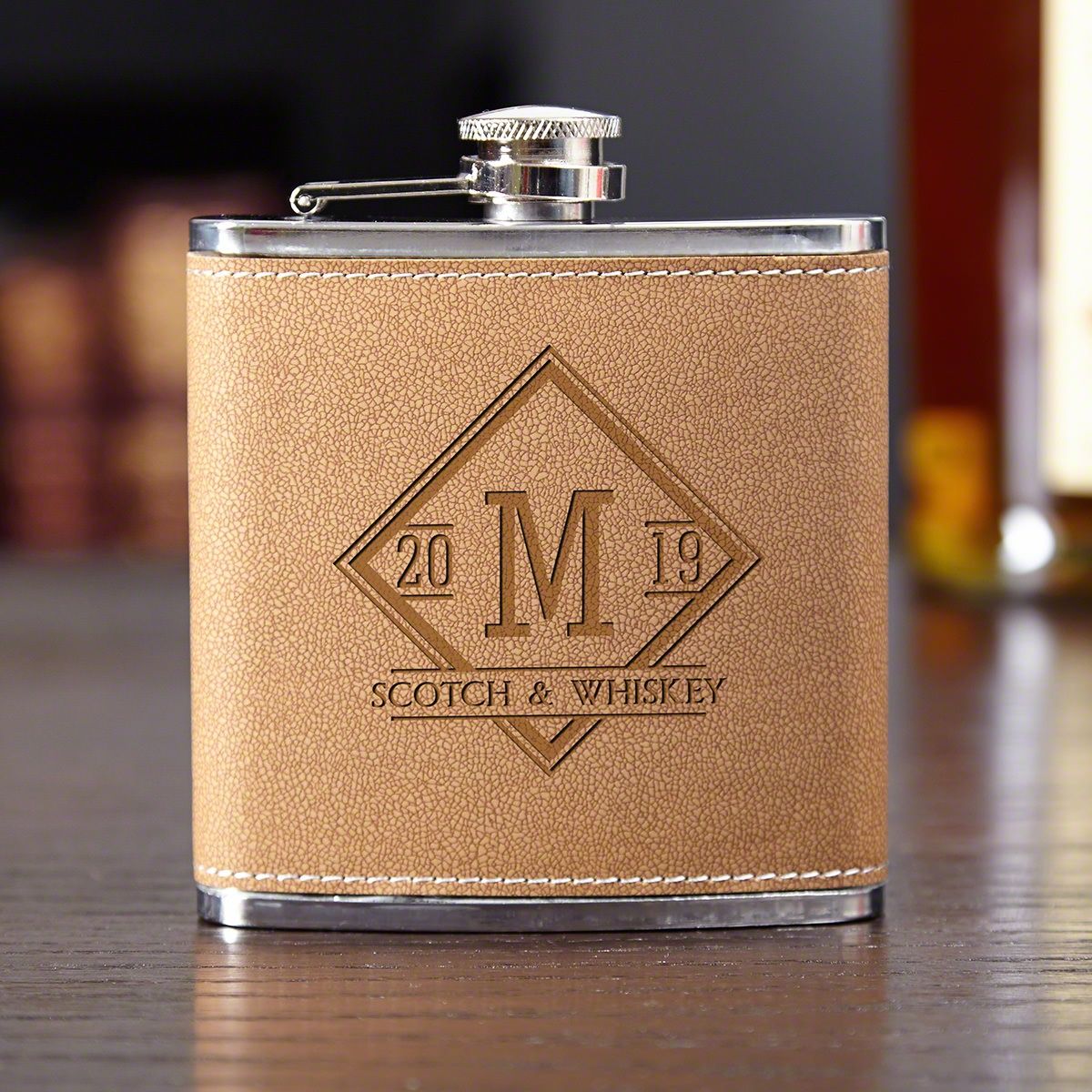 personalized leather flask groomsman gift