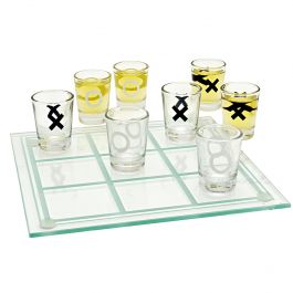 TIC TAC TOE GAME 9 SHOTS GLASSES NOUGHTS AND CROSSES PARTY DRINKING SET T29660 