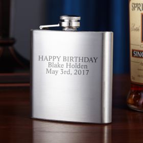 Traditional Stainless Steel Flask, 6oz (Engravable)