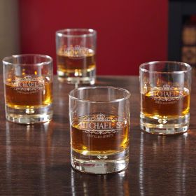 Bryne Kensington Personalized Whiskey Glasses, Set of 4