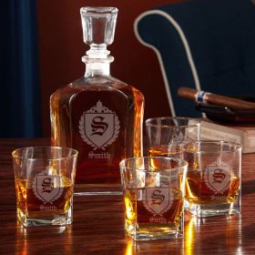Oxford Monogrammed Whiskey Gift Set with Decanter
