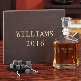 Personalized Decanter Gift Set with Engraved Keepsake Box