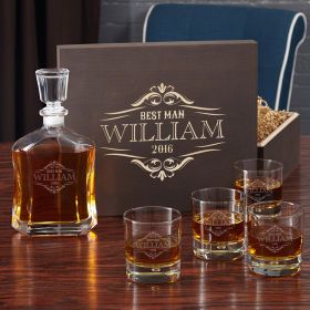 Wilshire Whiskey Gift Set with Engraved Rocks Glasses