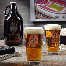 Police Badge Personalized Growler and Pint Glass Set