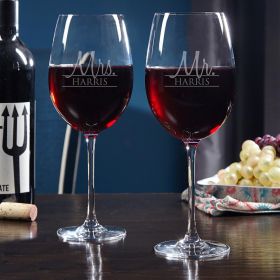 Wedded Bliss Personalized Wine Glasses for Couples