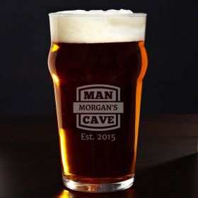 Man Cave Personalized English Pub Glass