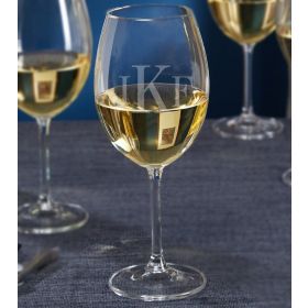 Monogrammed White Wine Glass, 19 oz