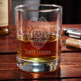 Eastham Police Badge Personalized Whiskey Glass