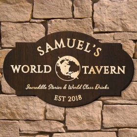 Worldly Tavern Personalized Bar Sign (Signature Series)