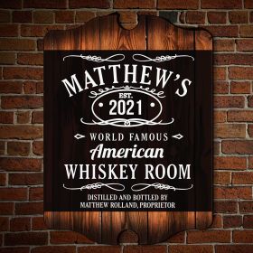 Personalized Bar Sign Happy Hour Sign Whiskey Black Metal Sign Family Name Sign 