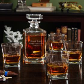 Carson Personalized Decanter with Rutherford Whiskey Glasses