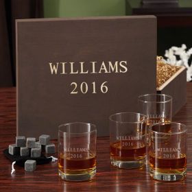 Eastham Personalized Whiskey Set with Custom Wooden Gift Box