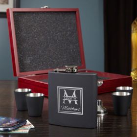 Birthday Xmas. Personalised Hip Flask Gift  for Men Initials 