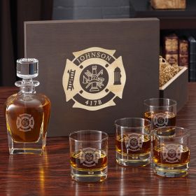 Fire & Rescue Personalized Liquor Decanter Set for Firefighters