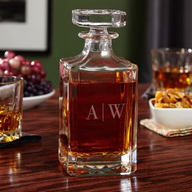 Quinton Monogrammed Whiskey Decanter with Glass Stopper
