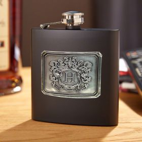 Royal Crested Blackout  Personalized Flask