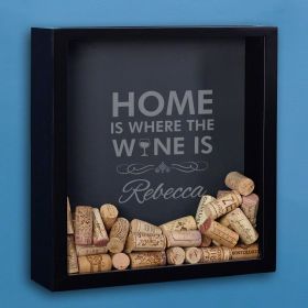 Where the Wine Is Etched Cork Shadow Box for Wine Lovers