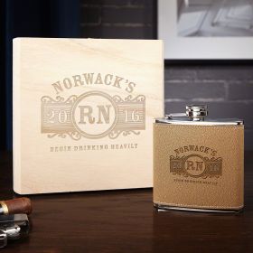 Marquee Flask Gift Set with Engraved Box