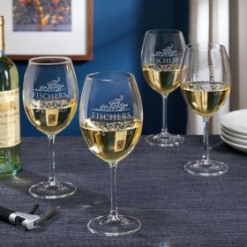 Livingston Etched Wine Glasses Set of 4