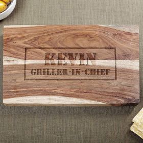 Branded BBQ Exotic Hardwood Etched Cutting Board