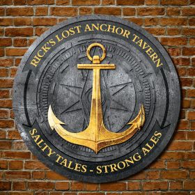 Davenport Ship Anchor Round Wood Tavern Sign
