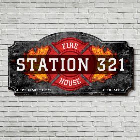 Firehouse Customized Wooden Sign for Firefighters