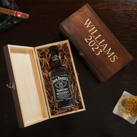 Custom Engraved Wooden Gift Box for Liquor Bottles 