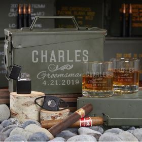 All the Vices Groomsmen Gift Set in Engraved Ammo Can 