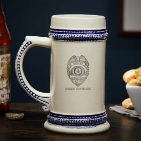 Police Badge Custom Beer Stein – Gift for Law Enforcement