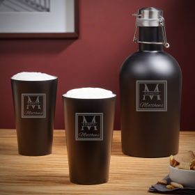 Oakhill Personalized Stainless Steel Growler & Pint Glasses Set