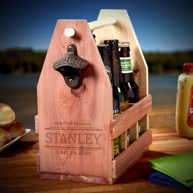 Stanford Custom Wooden Beer Caddy – Gift for Groomsmen