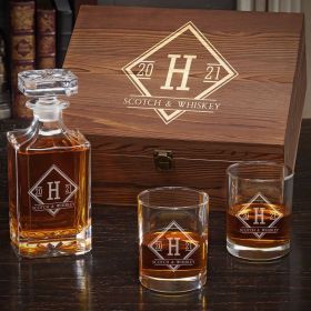 Drake Personalized Carson Decanter Whiskey Gift Set for Him with Eastham Glasses