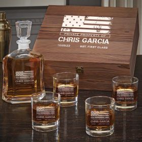 American Heroes Personalized Argos Decanter Box Set with On the Rocks Glasses – Military Gift Idea
