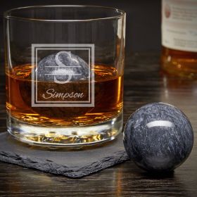 Oakhill Personalized Rocks Glass with Whiskey Spheres