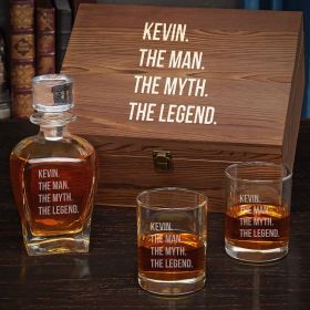 Man Myth Legend Draper Personalized Decanter Set with Eastham Glasses