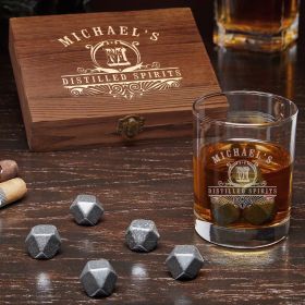 Carraway Custom Whiskey Stone Set with Eastham Glass and Black Onyx Whiskey Stones