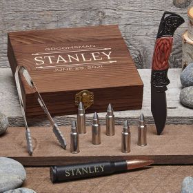 Stanford Personalized Masculine Gift with Bullet Whiskey Stones