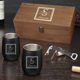 Oakhill Custom Stainless Steel Wine Glasses Gift Set