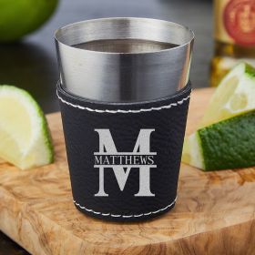 Oakmont Personalized Leatherette Wrapped Stainless Steel Shot Glass