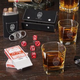 Game Night Police Badge Personalized Whiskey and Cigar Gift Set- Gift for Police Officers