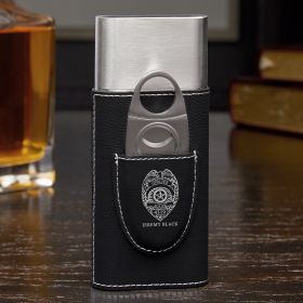 Police Badge Personalized Cigar Case - Cop Gift